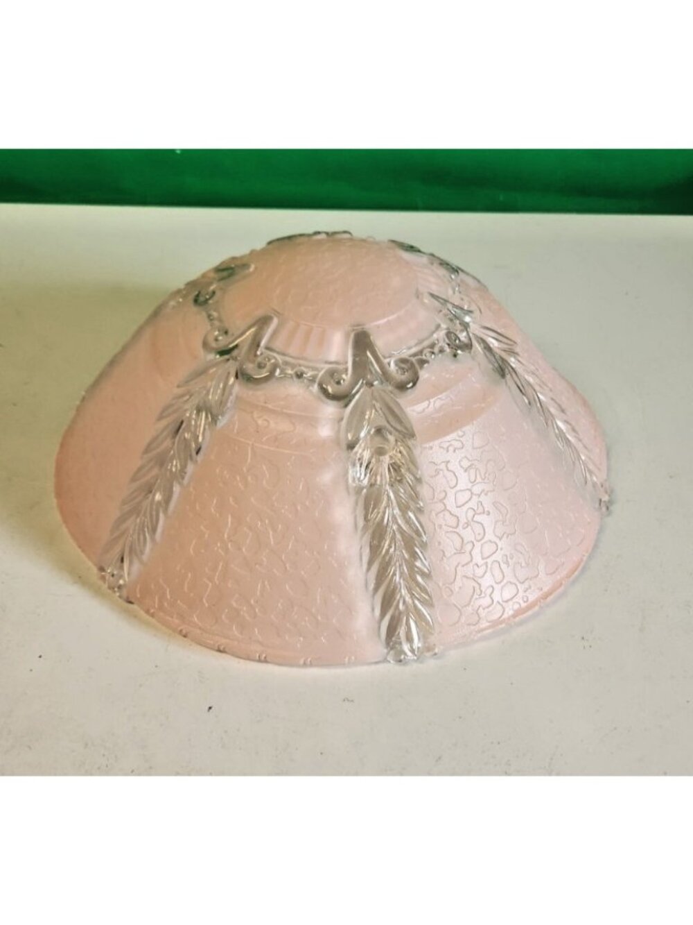 Vintage Art Deco Mid Century Pink Glass Ceiling Light Fixture Globe Lamp Shade